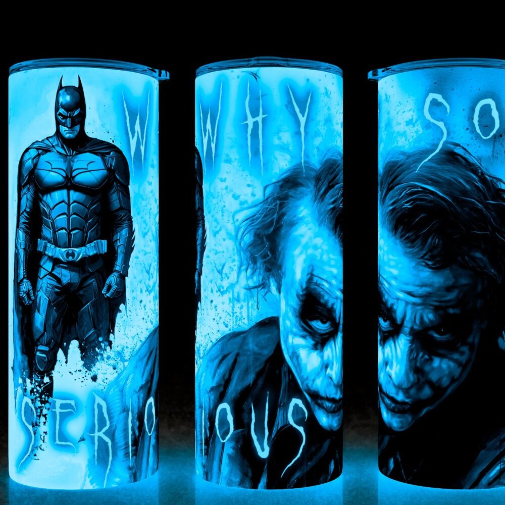Glow in the Dark Joker and Batman Why So Serious Comic Book Cup Mug Tumbler